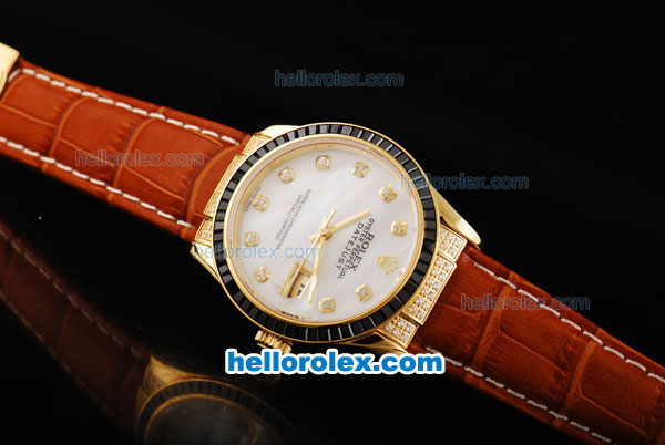 Rolex Datejust Automatic Movement ETA Coating Case with Black Diamond Bezel-White Dial - Click Image to Close